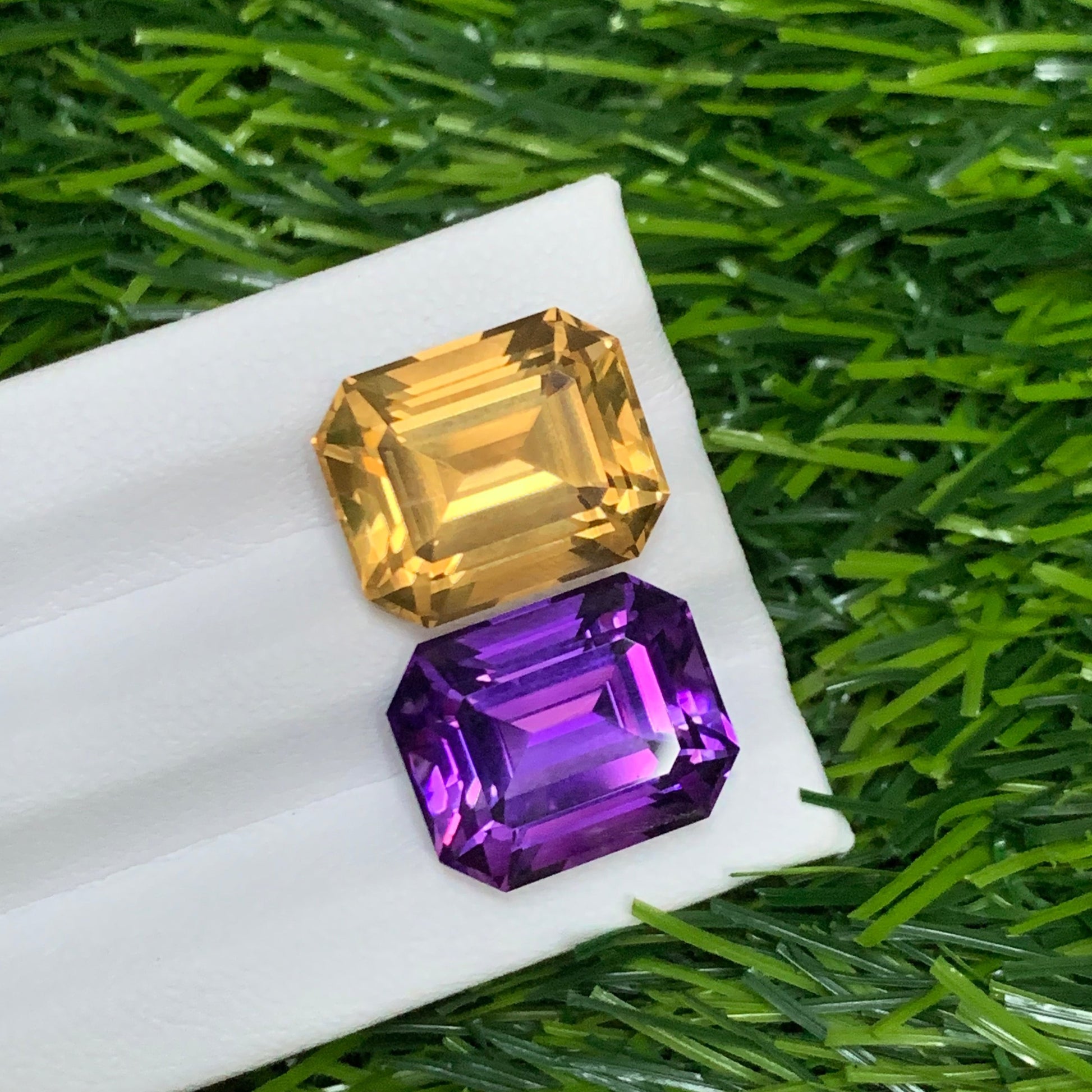 Citrine amethyst pair