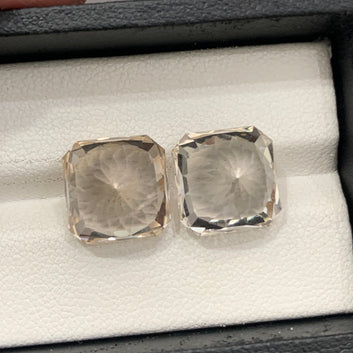 23 Carats Exquisite Natural Golden Topaz Pair, Cushion Cut Gemstone for Earrings