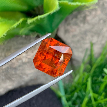 Hessonite Garnet from Afghanistan, Fancy Asscher Cut 7.30 Cts