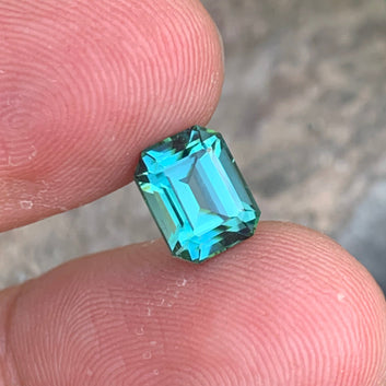 2.52 Carats Attractive Lagoon Tourmaline Gemstone with Emerald Cut from Afghanistan