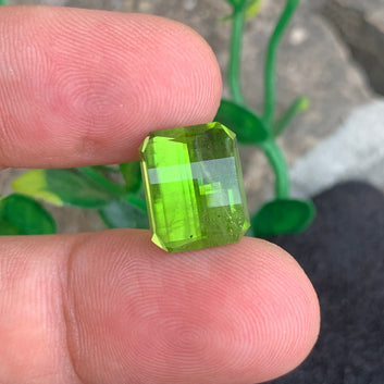 9.69 Carats Fine Green Peridot Gemstone with Brilliant Pixel Shape from Pakistan