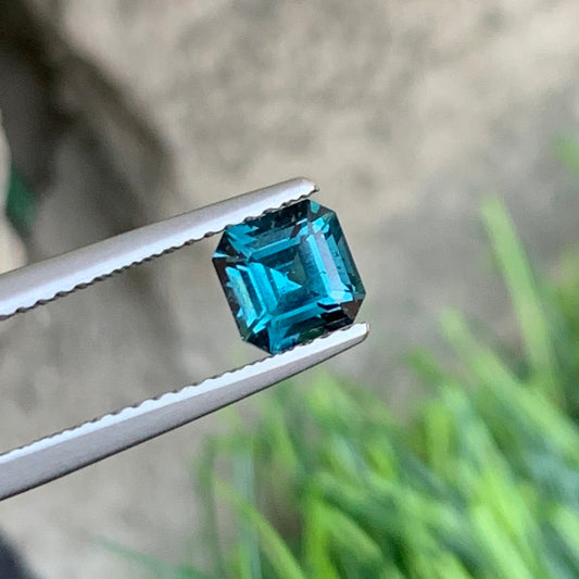 Dark Neon Blue Tourmaline, Asscher Cut 0.85 Carats