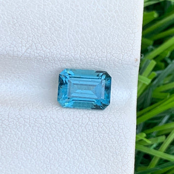 1.30 Carats Neon Blue Tourmaline, Neon Blue Gemstone Emerald Cut