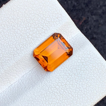 Orange Zircon Gemstone, Emerald Cut 3.30 Carats, Natural Zircon Stone