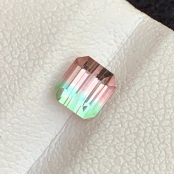 0.85 Cts Natural Bicolor Tourmaline Gemstone, Soft Bicolor Tourmaline Emerald Cut