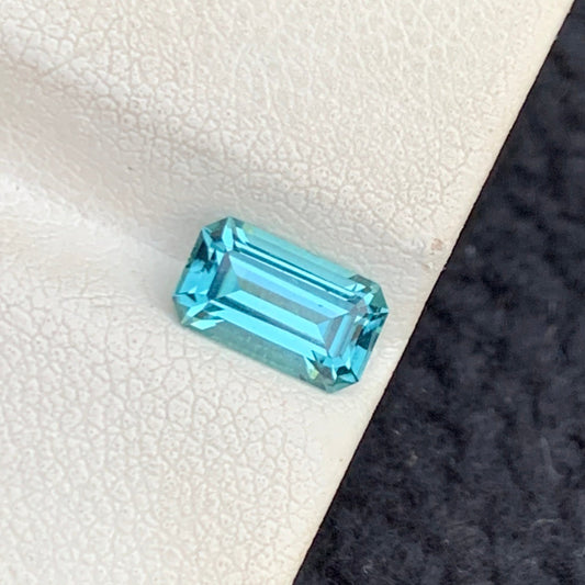 1.05 Carats Loose Neon Blue Tourmaline, Neon Blue Cut Tourmaline Emerald Cut