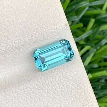 1.05 Carats Loose Neon Blue Tourmaline, Neon Blue Cut Tourmaline Emerald Cut