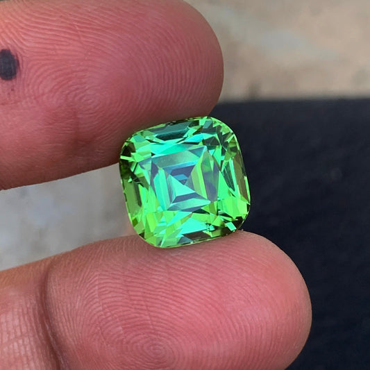 Apple Green Tourmaline | 10.05 Carats Cushion Shape | Clean Green Tourmaline