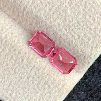 1.33 Carats Natural Pink Spinel Gemstone Pair – Emerald Cut, Burma Pink Spinel Pair for Earring