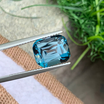 6.30 Carats London Blue Topaz, Blue Gemstone Cushion Shape