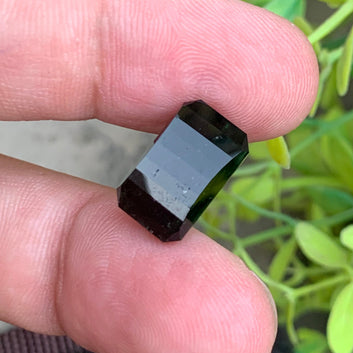 9.10 Carats Greenish Dark Tourmaline Gemstone – Pixel Shape from Afghanistan