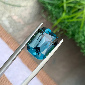 6.50 Carats London Blue Topaz, Blue Gemstone Cushion Shape