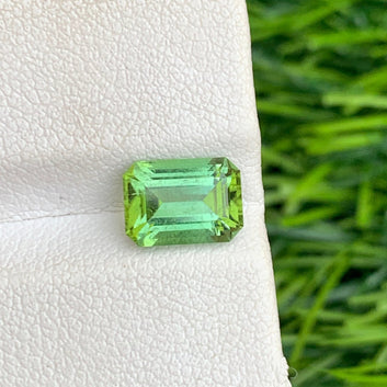 1.80 Carats Yellow Green Tourmaline, Yellow Green Gemstone Emerald Cut