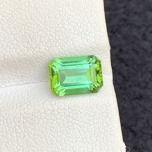 1.80 Carats Yellow Green Tourmaline, Yellow Green Gemstone Emerald Cut