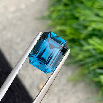 5.00 Carats London Blue Topaz, Loose Blue Gemstone Emerald Shape