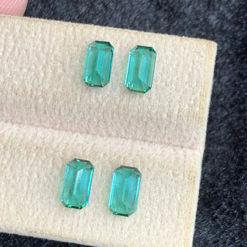 Lagoon Tourmaline Pairs – 2.90 Carats with Emerald Cut, Small Size Lagoon Pairs for Jewelry