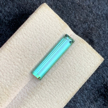3.35 Carats Mint green Tourmaline Gemstone, Baguette Cut from Afghanistan