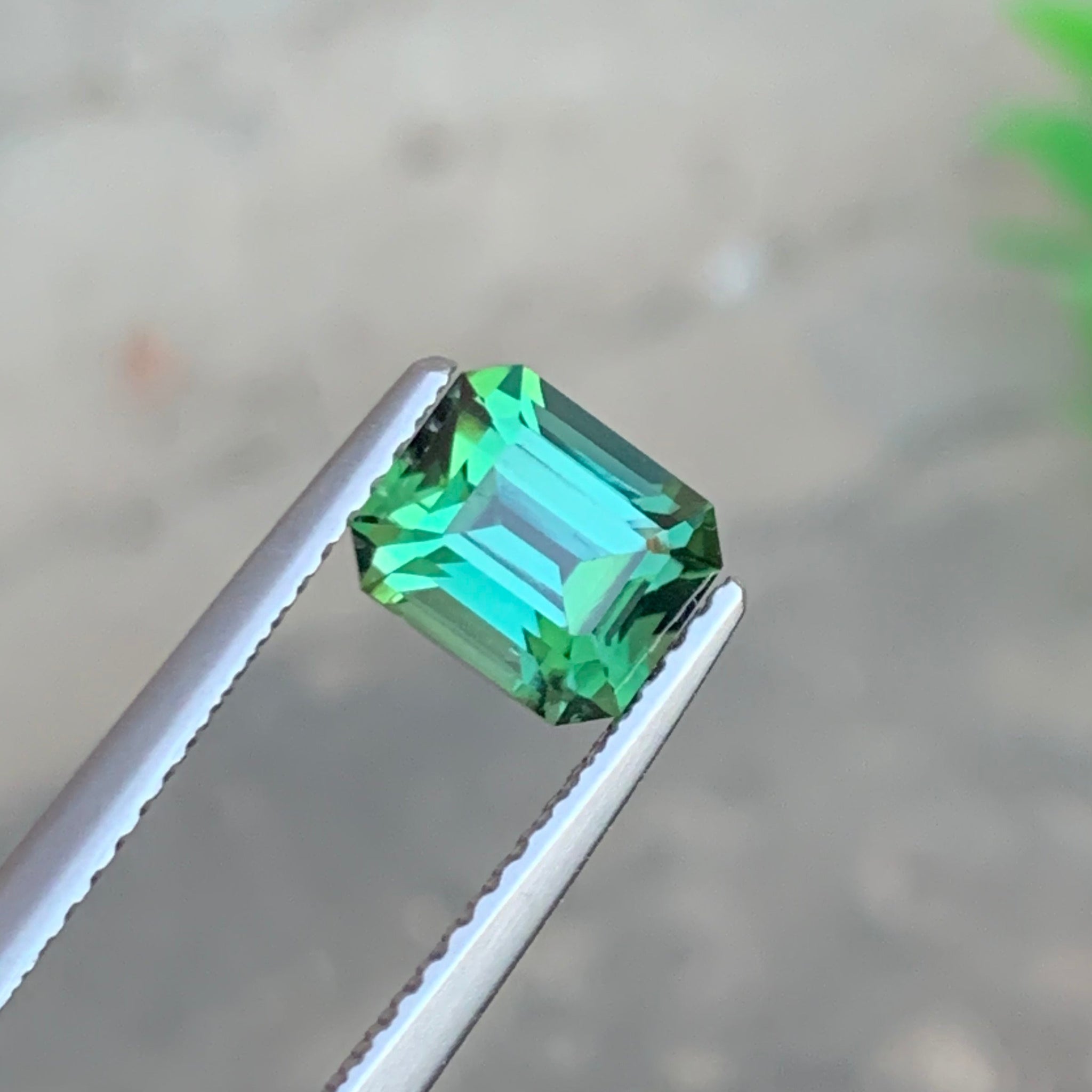 1.40 Carats Bluish Green Tourmaline - Emerald Cut Gemstone from Afghanistan