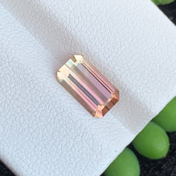 1.84 Carats Natural Bicolor Afghan Tourmaline – Emerald Shape | Rare Dual Color Gemstone