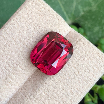 7.82 Carats Natural Red Garnet Gemstone – Cushion Cut | Untreated Tanzanian Rhodolite Garnet