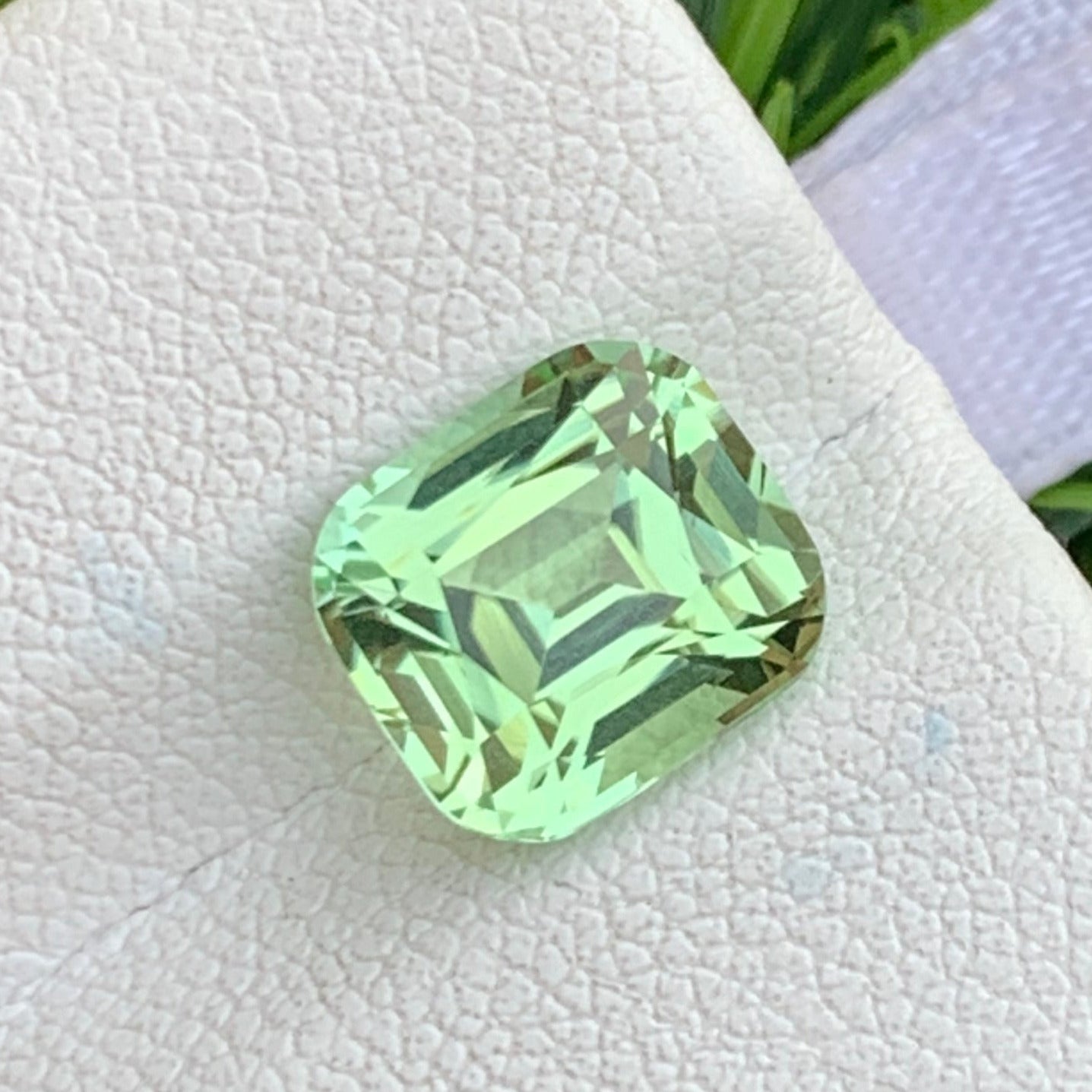 3.10 Carats Apple Green Tourmaline with Cushion Cut, Mint green Afghan Tourmaline