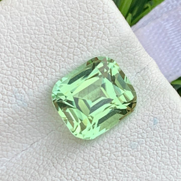 3.10 Carats Apple Green Tourmaline with Cushion Cut, Mint green Afghan Tourmaline