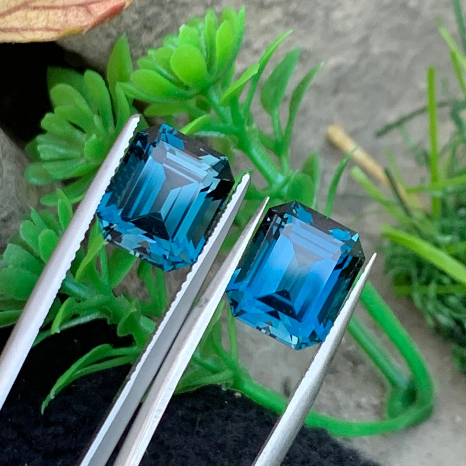 blue topaz gemstone pair