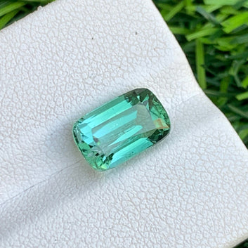 Bluish Green Tourmaline, Cushion Shape 3.50 Carats - Loose Tourmaline for Ring