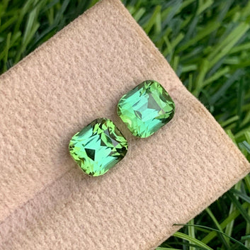 apple green tourmaline pair