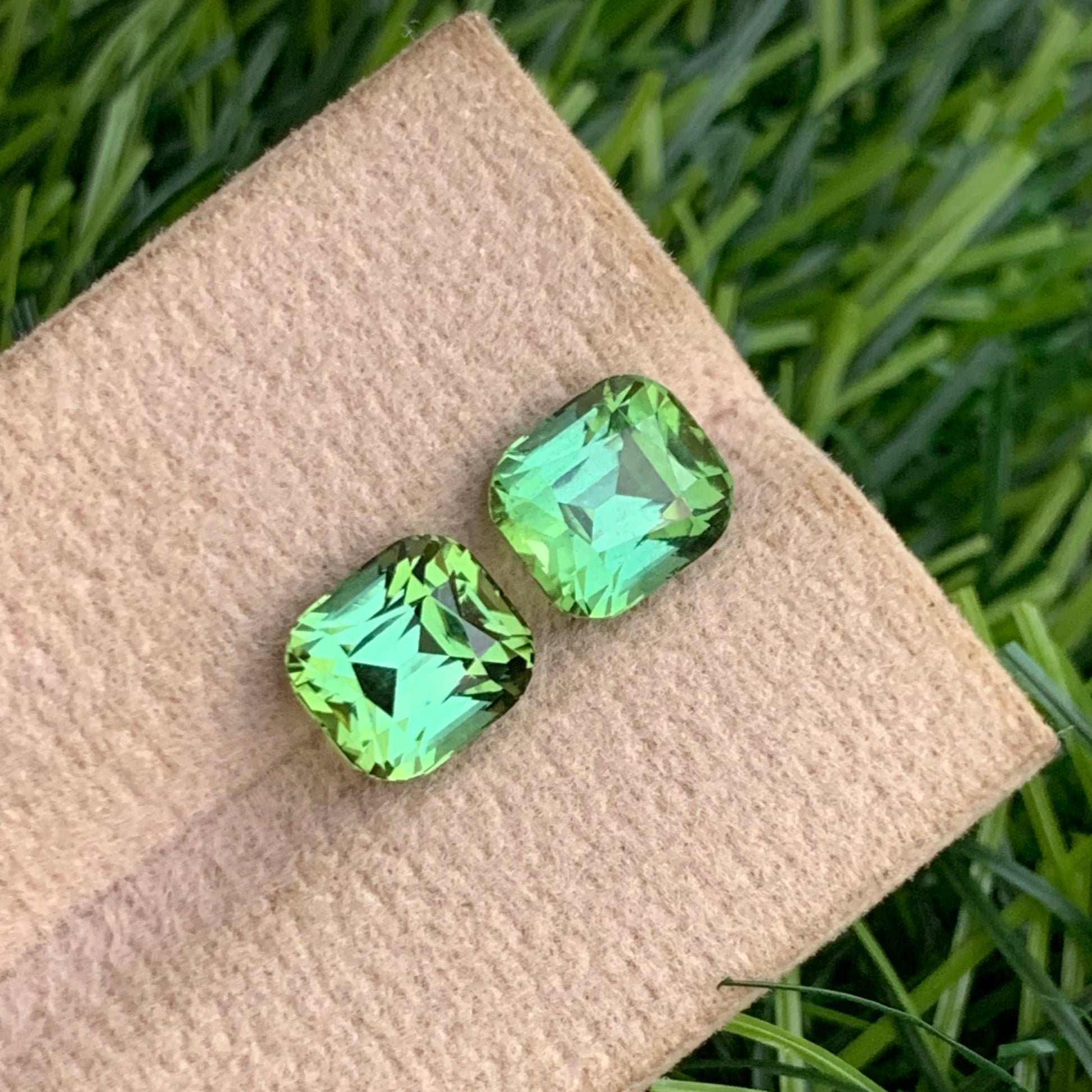 Bluish green tourmaline pair