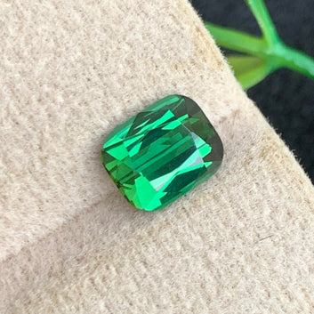 1.98 Carats Natural Green Tourmaline Gemstone - Cushion Cut, 7.84 x 6.45 x 4.80 MM