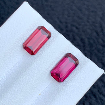 3.60 Carats Pink Garnet Pair | Pinkish red Garnet Earring Pair | Emerald Shape