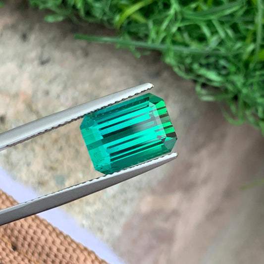 Discover the Beauty of 4.65 Carats Bluish Green Tourmaline – Emerald Cut Gemstone from Afghanistan