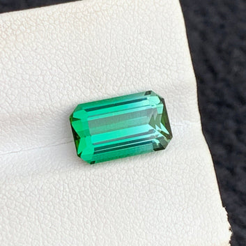 4.15 Carats Bluish Green Tourmaline – A Rare Emerald Cut Gemstone from Afghanistan