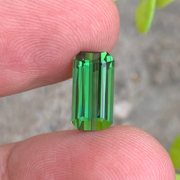 3.42 Carats Attractive Forest Green Tourmaline with Emerald Cut from Afghanistan