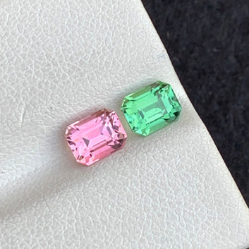 Reverse Tourmaline Pair from Afghanistan, Cushion Cut 1.70 Carats