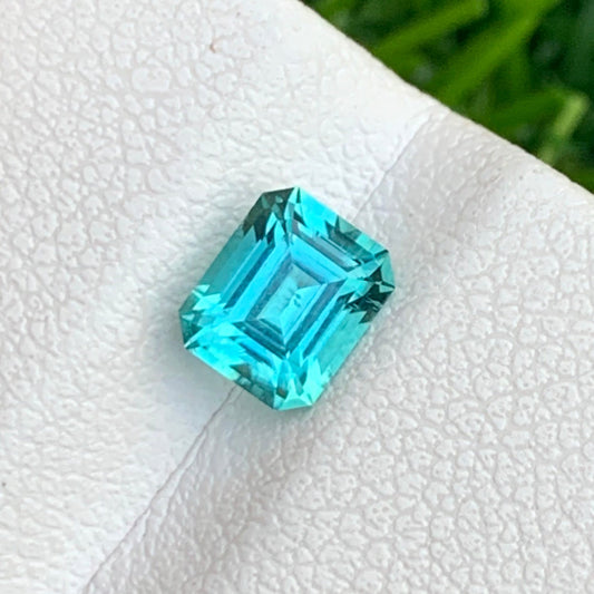 Vivid Seafoam Tourmaline, Emerald Cut 1.00 Carat