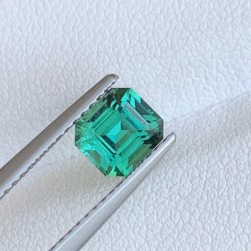 Vivid Mint Green Tourmaline, Emerald Cut 1.10 Carats