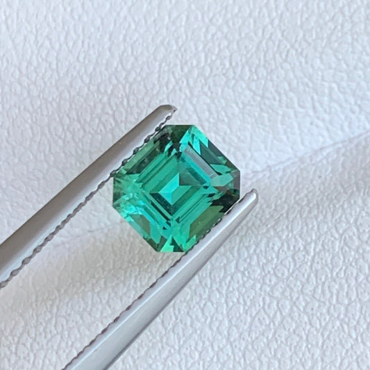 Vivid Mint Green Tourmaline, Emerald Cut 1.10 Carats