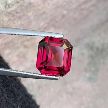 Pinkish Red Garnet 4.95 Carats, Asscher Shape Umbalite Garnet - 9.52 x 8.59 MM