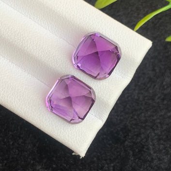 13.09 Carats Natural Pink Purple Amethyst Pair with fine Cushion Shape for Earrings