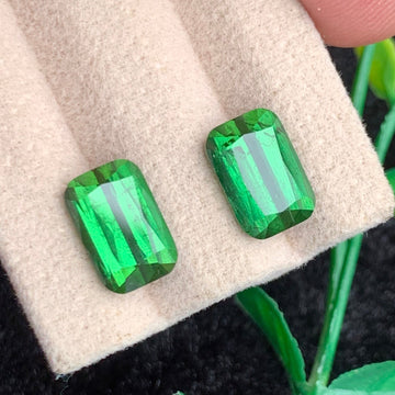 6.83 Carats Green Tourmaline Pair – Cushion Cut | Matching Earring Gems | Afghanistan
