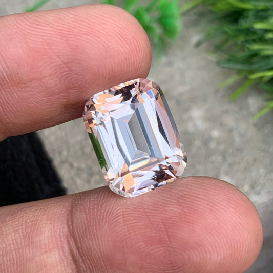 Morganite Gemstone 15.05 Carats, Peach Morganite Stone Cushion Shape