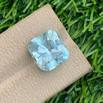 9.15 Carats Faceted Aquamarine Gemstone with Cushion Cut from Africa