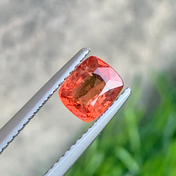 Hot Orange Spinel from Burma, Cushion Cut 1.05 Carat