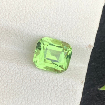 2.65 Carats Fine Green Peridot Gemstone with Brilliant Cushion Shape from Pakistan