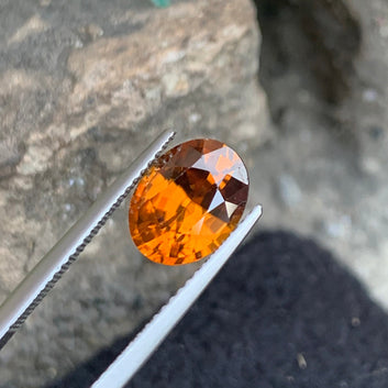 Natural Orange Zircon Gemstone, Oval Cut 3.75 Carats
