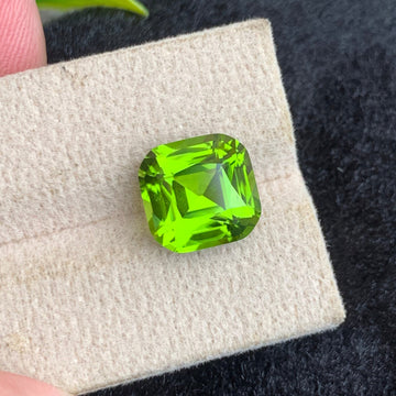 7.00 Carats Exquisite Green Peridot Gemstone with Cushion Cut from Pakistan
