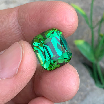 20.00 Carats Natural Bluish Green Tourmaline with Cushion shape from Afghanistan