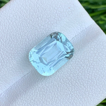 Aquamarine Gemstone from Pakistan, Cushion Cut 4.10 Cts